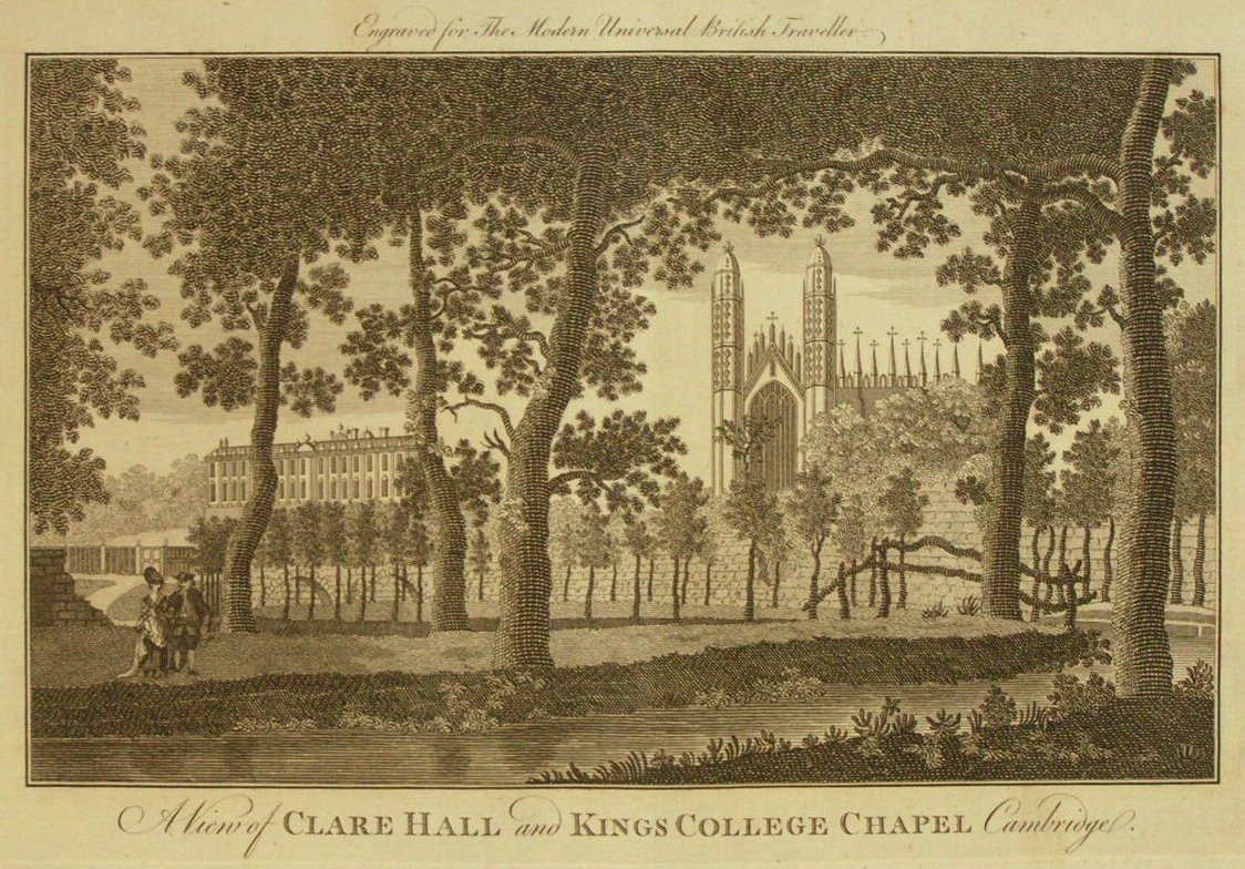 Print - A View of Clare Hall and Kings College Chapel, Cambridge